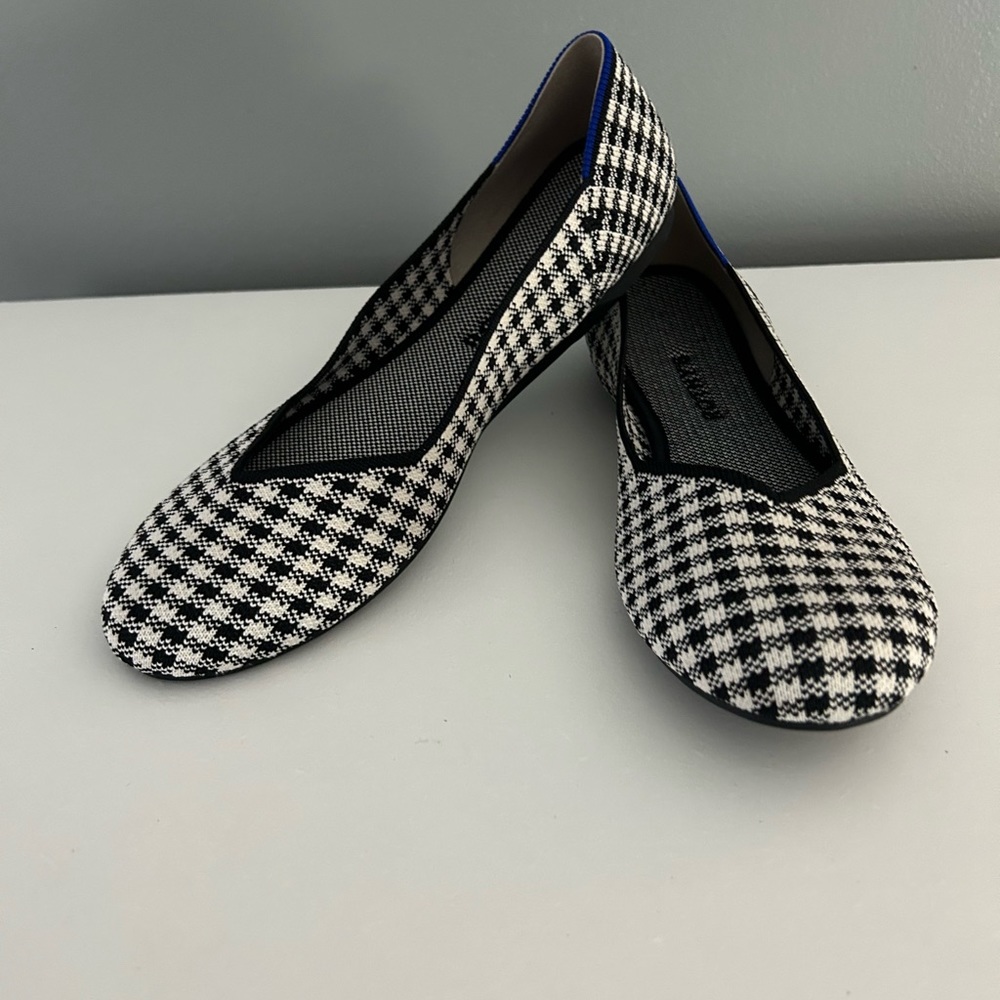 Rothy’s Black and White checked flats-never worn